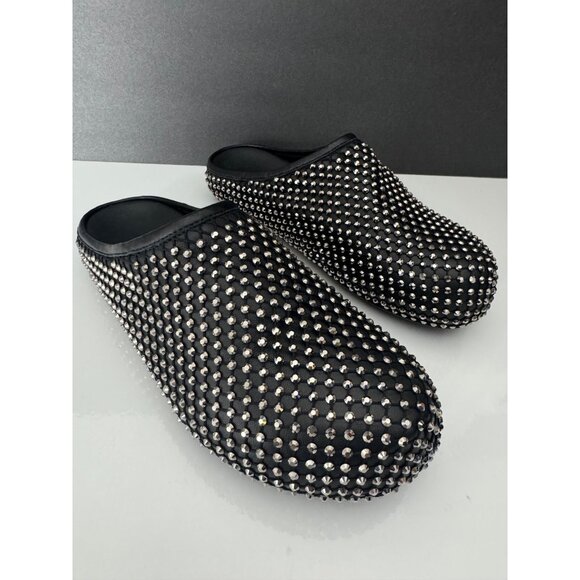 NEW MARNI Fussbett Sabot Black Leather Rhinestone Mules Size 36 US 6 - Picture 4 of 7
